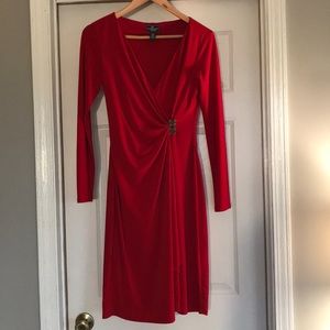 Red knee length dress